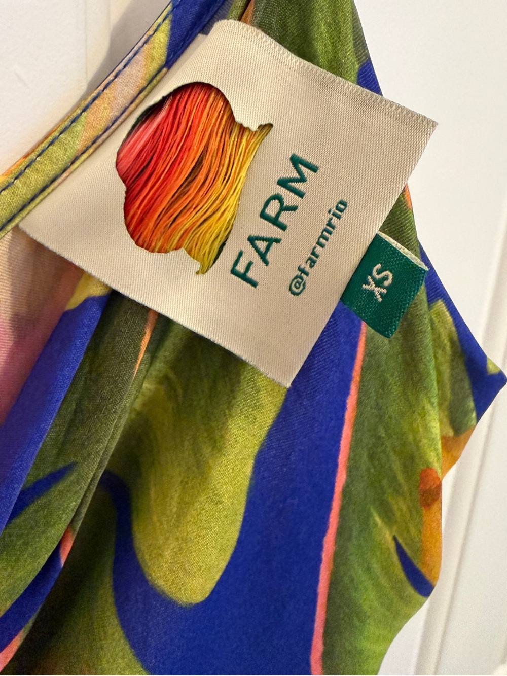 Farm Rio - Banana Leaf Tropical Print Silky Bias Cut Slip Dress - XS - Floral - Picture 6 of 10